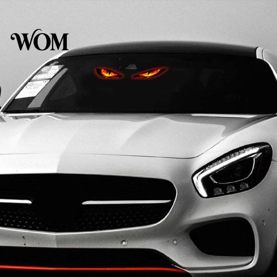 Dynamic Breathing Light Solar Devil Eyes for Windshield, Magnetic Installation Window Warning Sign with Three Car Atmosphere Smart Modes, LED Digital