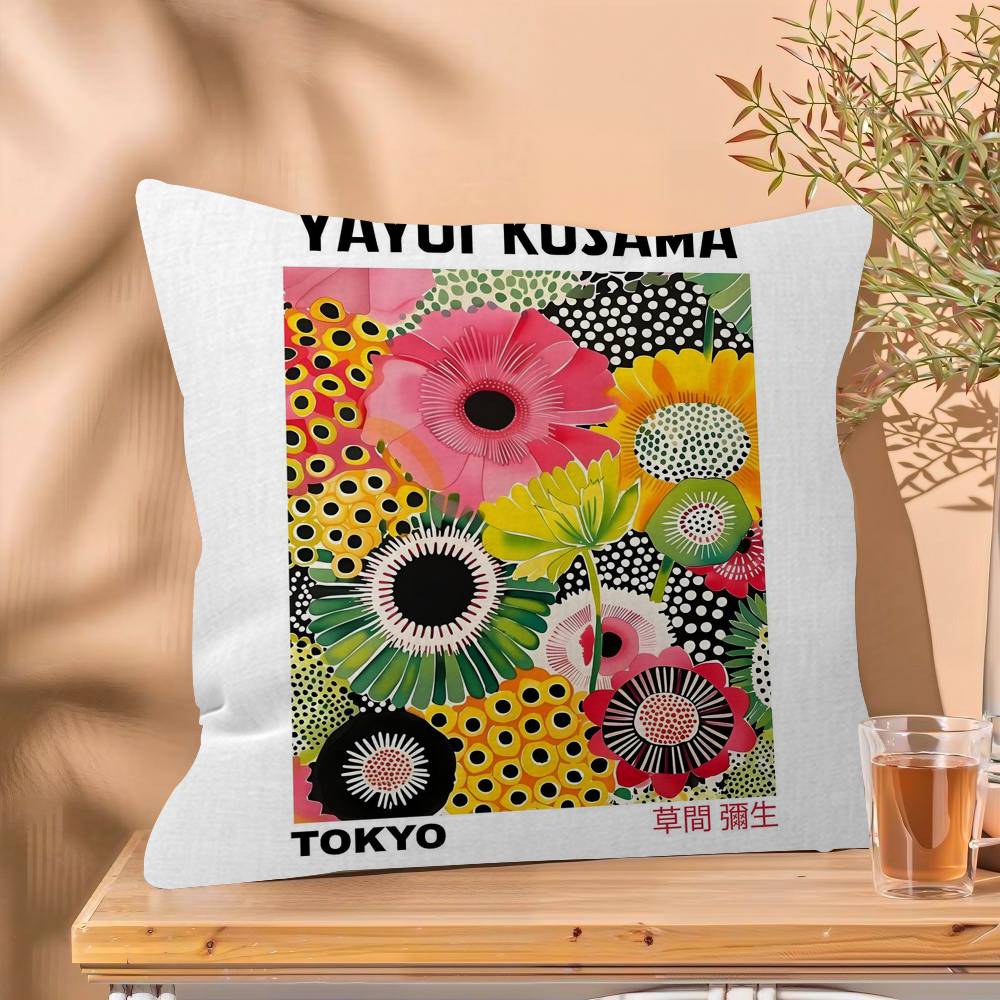 Yayoi Kusama Japanese Abstract Cushion Cover Pillowcase Upholstery Sofa Throw Pillow Home Decor Pillowcas