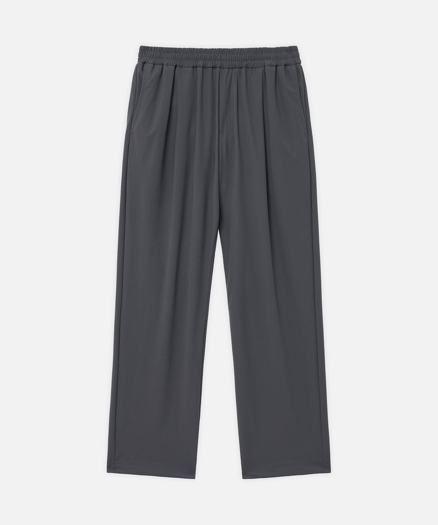 DRAW FIT [Модная Планета X Drawfit] Охлаждающие Свободные Зауженные Брюки на Эластичной Талии [Темно-серый]