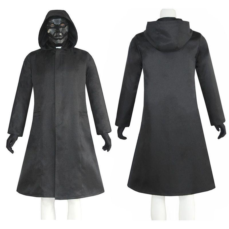 Кальмар Игра Босс Фронтмен Костюм Костюм Черная Куртка Пальто Наряд Потому что Хэллоуин