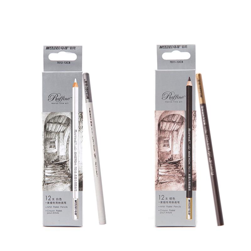 12Pcs Professional Wood Drawing Sketch Pencil Soft Pastel Colored Pencils Charcoal Pen