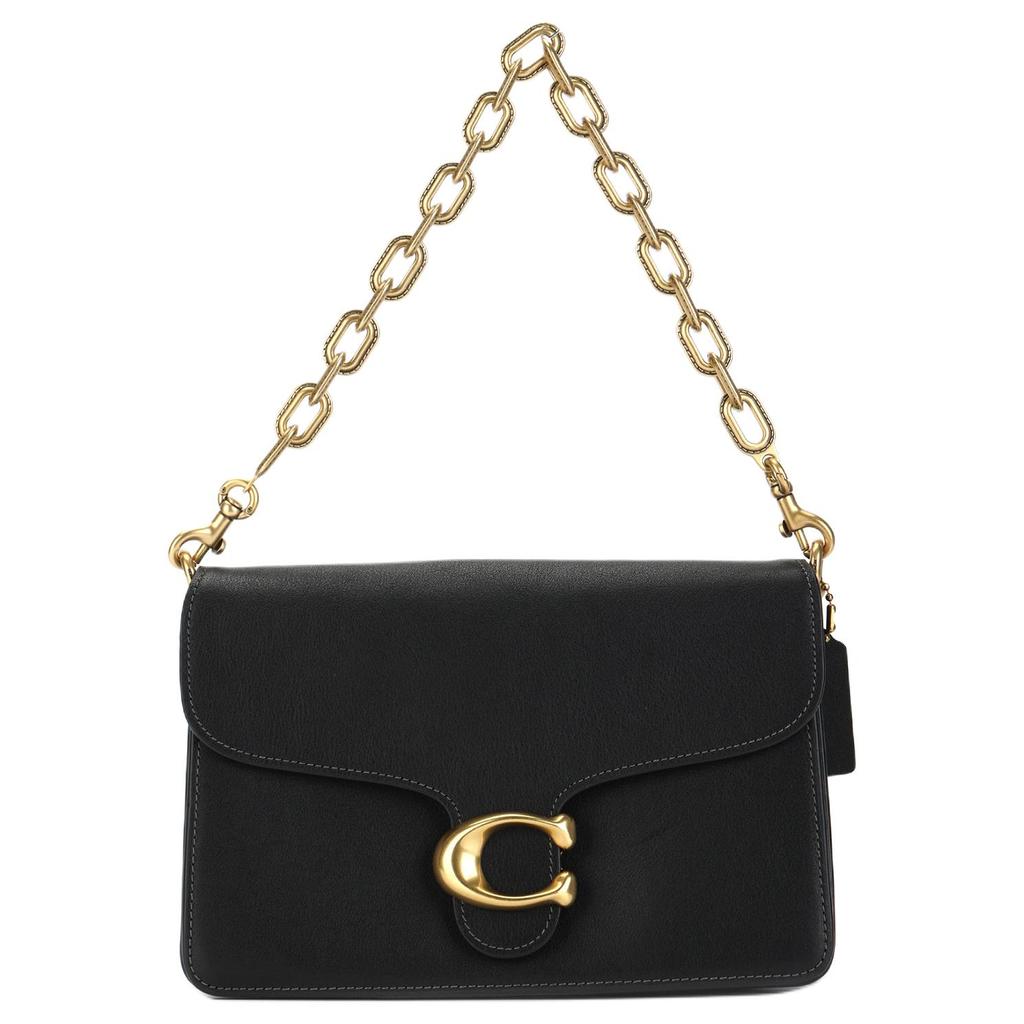 Coach Tabby 26 Gold Metal Logo Leather Shoulder Bag Medium Women shoulder bag Black CAF52-B4BK
