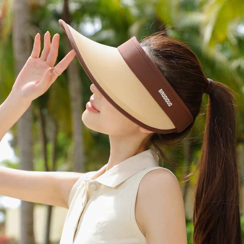 Summer Ice Silk Big Brim Sunscreen Hat Women's Outdoor Travel Visor Casual Sports Fashion Versatile Empty Top Hat