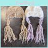 Knitted Girls Trendy Hat Warm Beanie With Cute Braids For Cold Use Weather