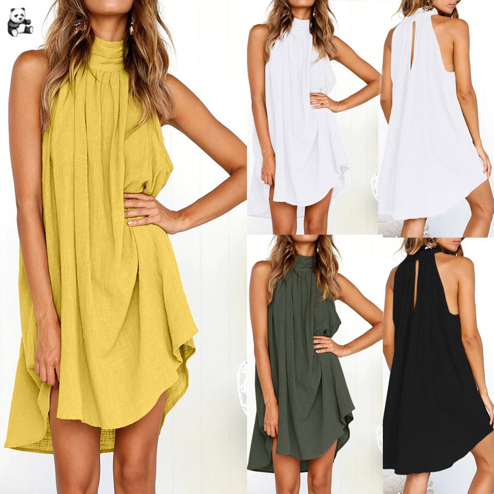 H2Orchard Womens Holiday Irregular Dress Ladies Summer Beach Sleeveless Party Dress