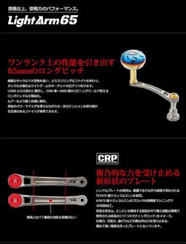 LIVRE 11702 LightArm 65 Серия B с ручкой PT35B для катушки Daiwa DS с правым хватом, Полностью черный, LA65-KB35DR