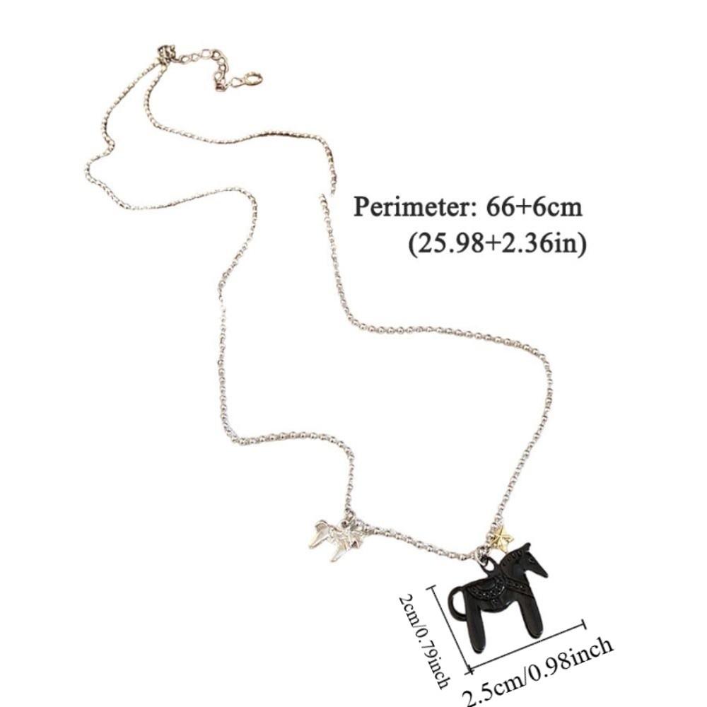 Zinc Zinc Alloy Horse Pendant Necklaces Funny Zodiac Animal Necklaces Beads Chain Chokers for Women