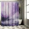 Modern Abstract Shower Curtain Waterproof Decor Bathroom Liner with 3D Effect Purple Pink White Floral Print Home Accessories Cu