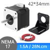 Шаговый двигатель Nema 17 60 мм 2 А Крутящий момент 85 Нсм 1,8 градуса 4-проводной биполярный Сверхмощный Модернизация для ЧПУ 3D-принтера Включает кабель и кронштейн