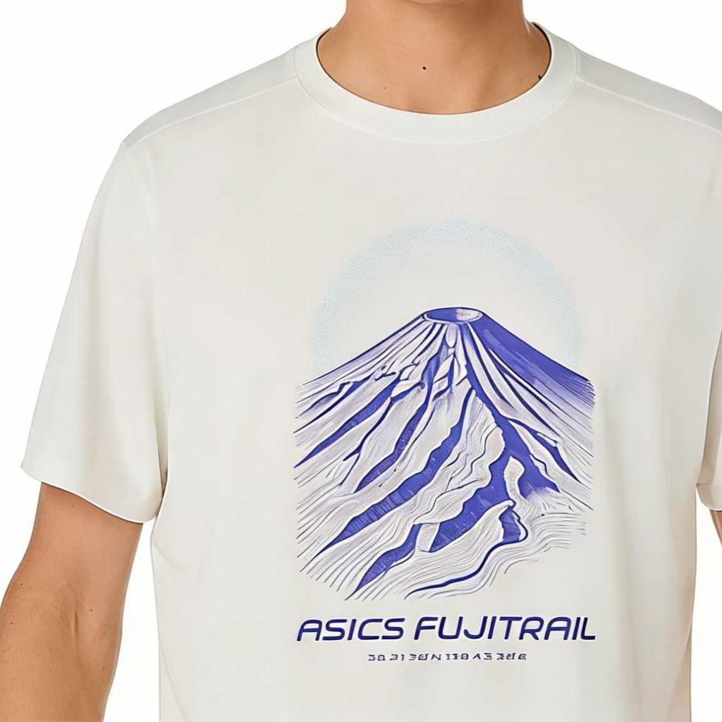 Asics Мужская футболка для бега Fujitrail с быстрым высыханием, вязаная, с узором горы Фудзи, Топы 2011D527-100