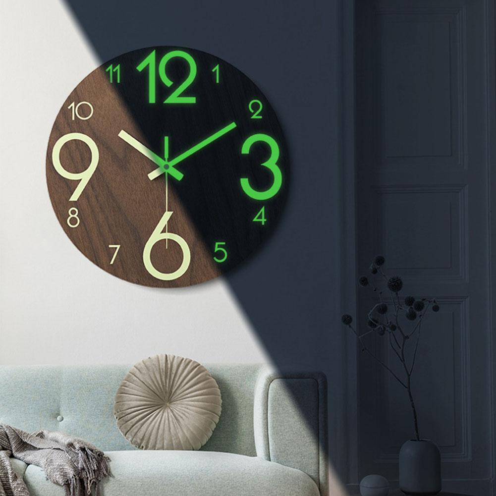 Bedroom Luminous Wall Clock Inch Night Light Nordic Home