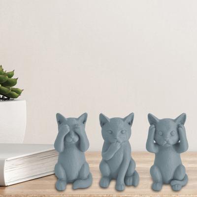 3D-печатная фигурка кошки котята слышать говорить видеть зло статуэтка миниатюрное украшение кошка подарок для любителя кошек для украшения стола полки шкафа