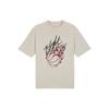 X Travis Scott Flame Print Rhinestone Round Neck Loose Short Sleeve T-Shirt Men Tops Apricot DO4102-104