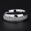 8mm Width Meteorite Stone Pattern Inlaid Silver Color Tungsten Steel Ring Couple Wedding Band Engagement Jewelry MIT