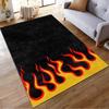 Black Carpet with Red Flames and Yellow Border Design for Home Decor Suitable for use as an anti-slip for living room bedroom sofas