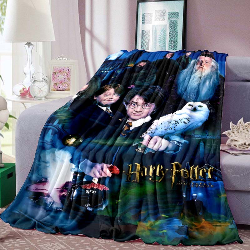 Harry Potter Print Blanket Warm Comfortable Flannel Blanket for Bedrooms, Sofas, Beds, Chairs, Picnics, Travel -LXR34