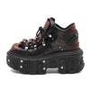 Gothic Ankle Rock Boots  New Punk Style Women Shoes Lace-up Heel Height 6CM Platform Shoes Woman Metal Decor Woman Sneakers
