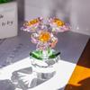 Clear Base Mini Glass Flower Sculpture Ornament Tabletop Plants Suncatcher  Mother's Day