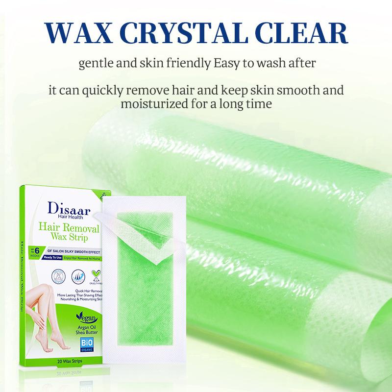 Disaar 20 полосок/набор. Изысканная восковая полоска для депиляции девушек. Отшелушивающая и гладкая кожа. Вощеная бумага для депиляции. Без жестокости. Бумага для вощения ног и тела.