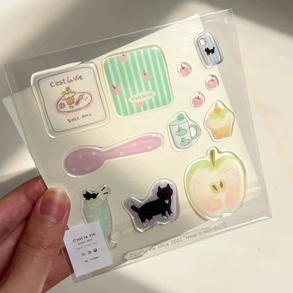 Милый торт пруд желаний 3D рельефная смоляная наклейка чехол для телефона для девочки ноутбук прозрачная желейная наклейка канцелярские товары блокнот DIY украшение