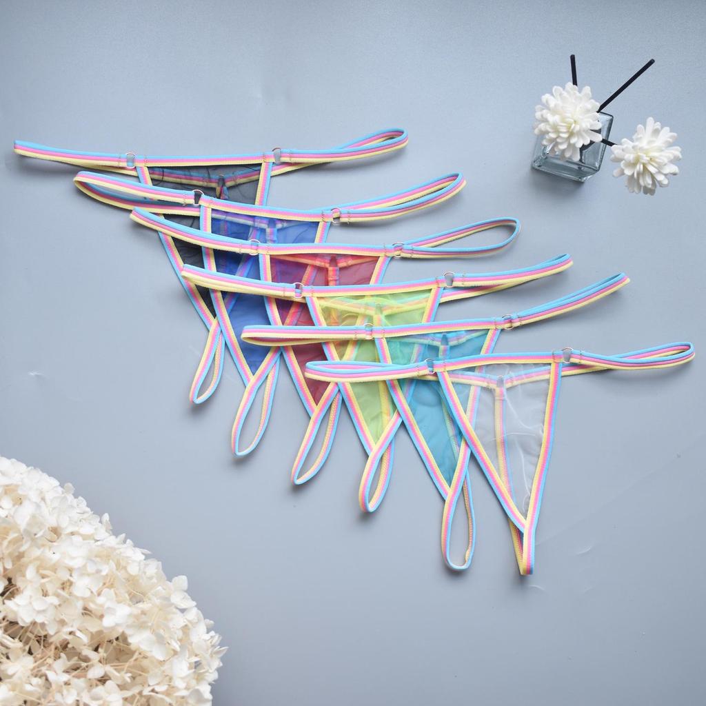 Сексуальные женские стринги конфетного цвета с тонким быстросъемным ремешком для соблазнения перед сном V008