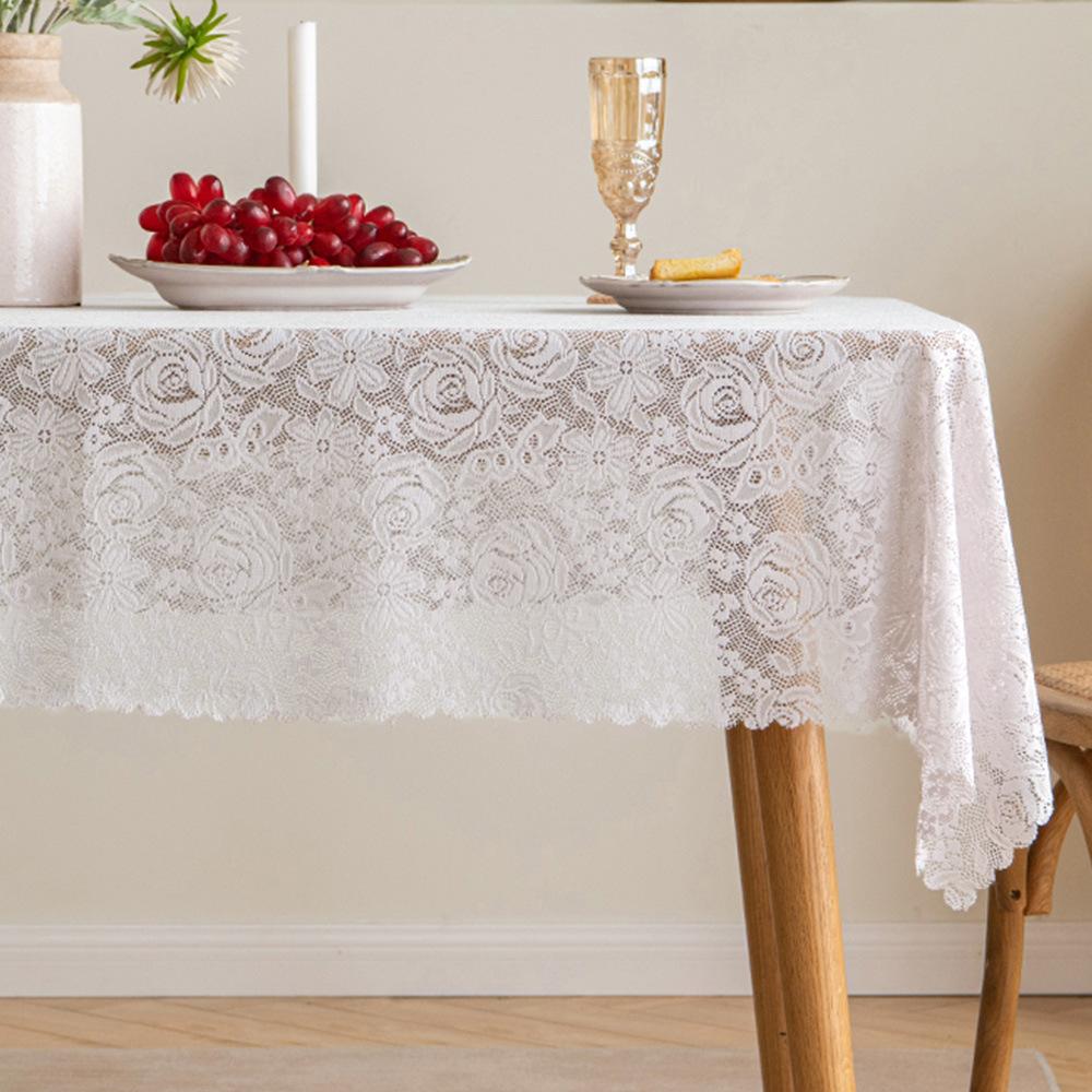Lace Table Cloth Rectangle Outdoor Party Table White Table Cover Tablecloth for Table Farmhouse Kitchen Coffee Table Cover Cloth Round Table Cloths