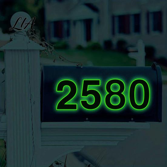 Decorative Wall Signs for Home Glow in The Dark Number Stickers, Luminous Self-Adhesive House Numbers Adhesive Decals Mailbox Door Wall, Green