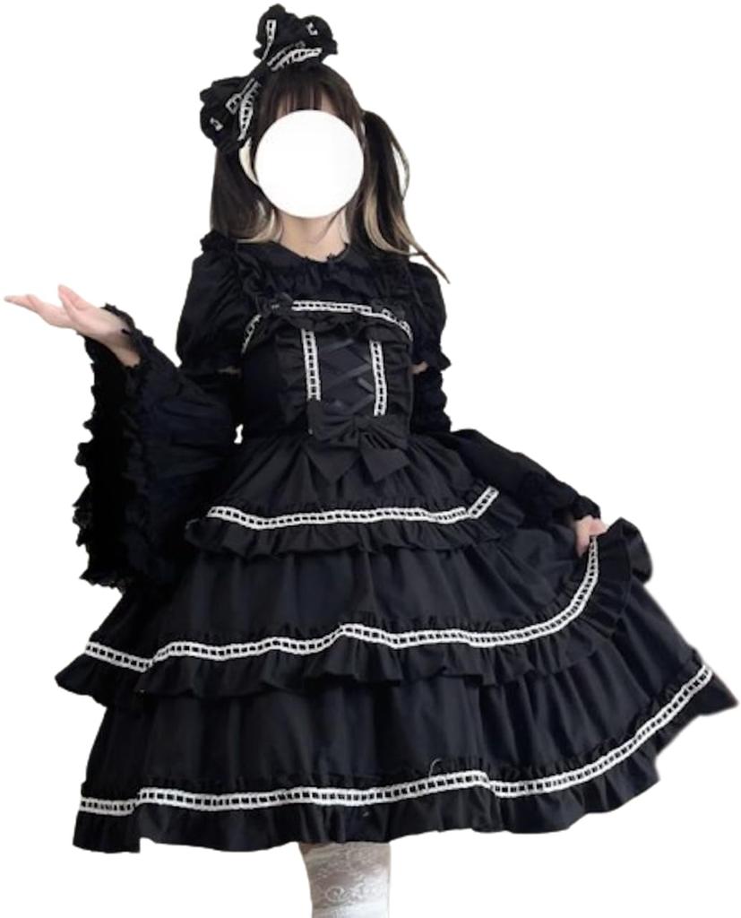 Lolita JSK Ruffle Dress Cosplay Jumper Skirt [Lady Lazy] (Black)