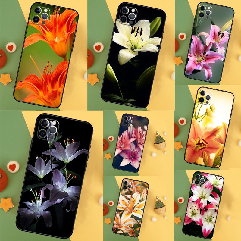 Colorful Flower Lily Case For iPhone 17 15 14 13 12 11 16 Pro Max Mini Plus 16e 17 Air Bumper Cover Accessories