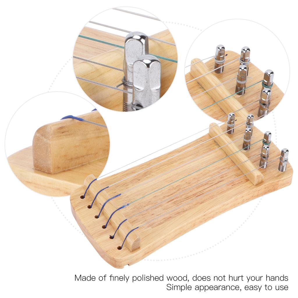 Guzheng Тренажер для пальцев, деревянный 6-струнный мини-музыкальный инструмент, инструмент для практики аппликатуры