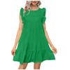 Women's Round Neck Casual Short Sleeve Ruffle-Trim Summer  Dresses