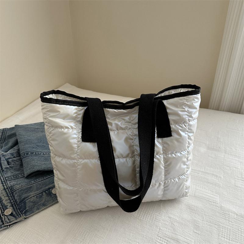 Женские сумки-тоут большой вместимости, стеганые, однотонные, из хлопка с подкладкой, ромбовидные, портативные, для отдыха и путешествий