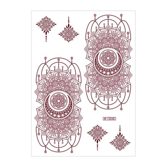 Red Henna Tattoo Kit, Waterproof Henna Tattoos Stickers, Temporary Tattoo Stickers for Women Wedding Party Festival Decorations