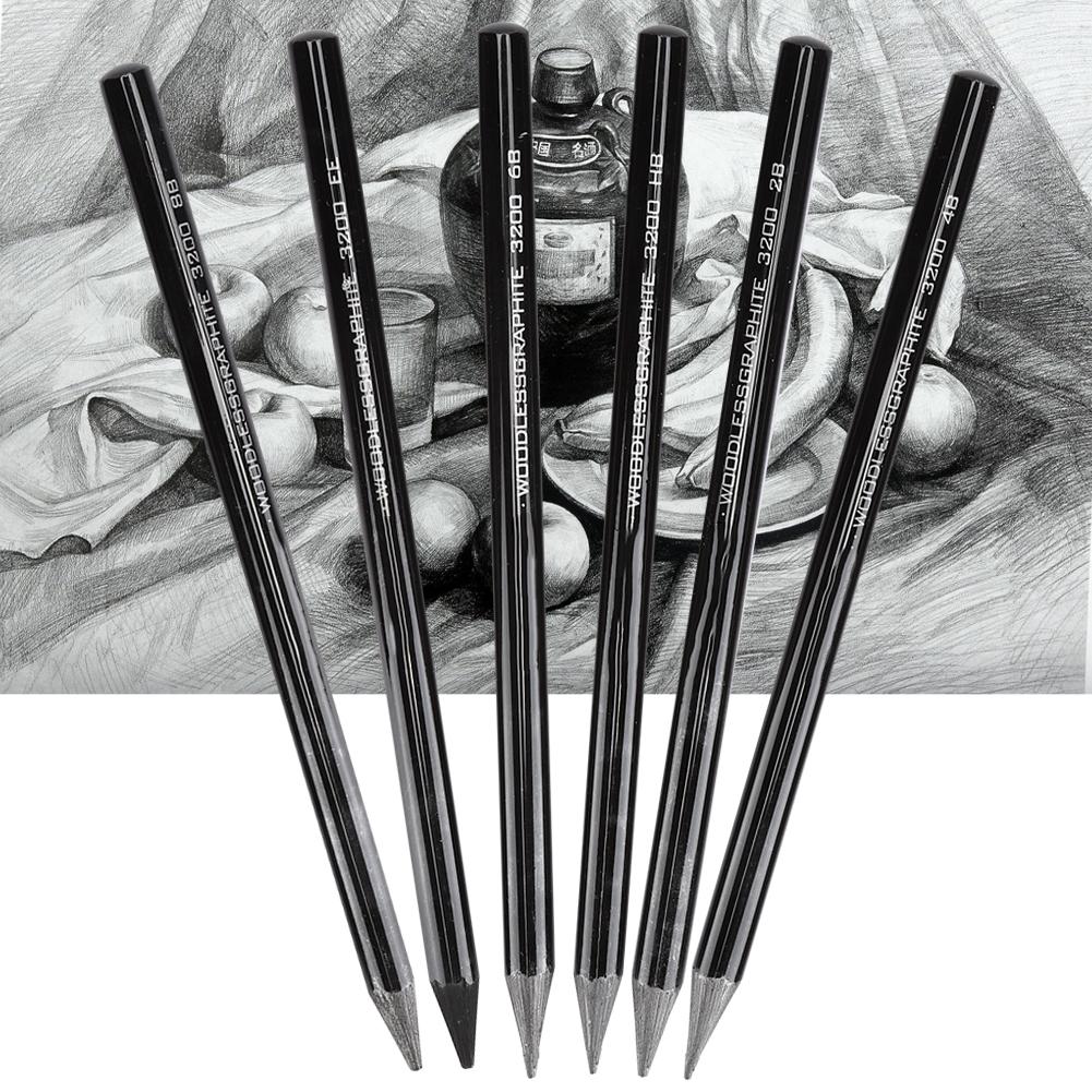 6 шт. Угольный карандаш для эскизов Профессиональный деревянный карандаш для рисования Канцелярские товары Художественные принадлежности 2B 4B 6B 8B EE HB