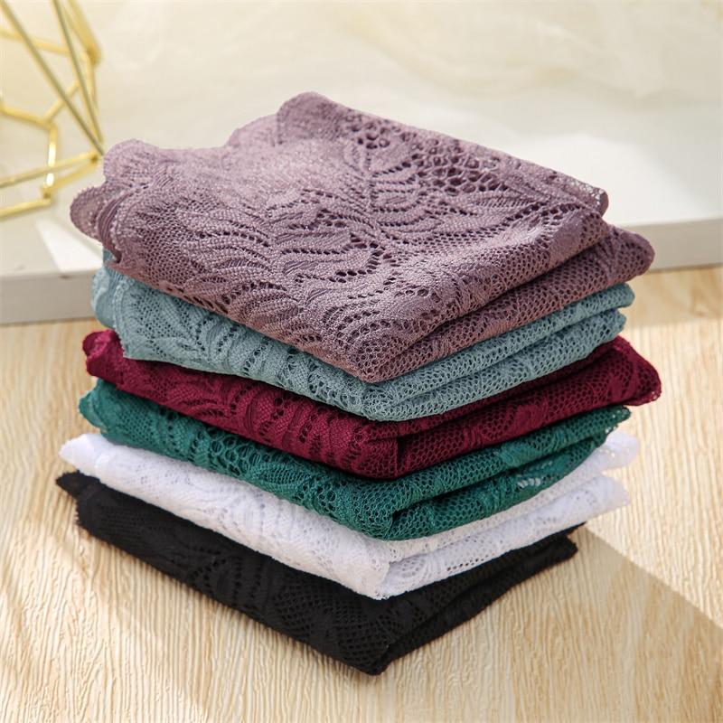 FINETOO 3Pcs Women Sexy Low Waist Lace Boyshort Floral Panties S-XL Girls Hollow Out Underwear Ladies Comfortable Underpants Female Lingerie