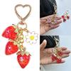 Strawberry Keychain For Women Girls Bag Pendant Accessory Gift Resin Daisy Floral Charm Keyring Backpack Accessories