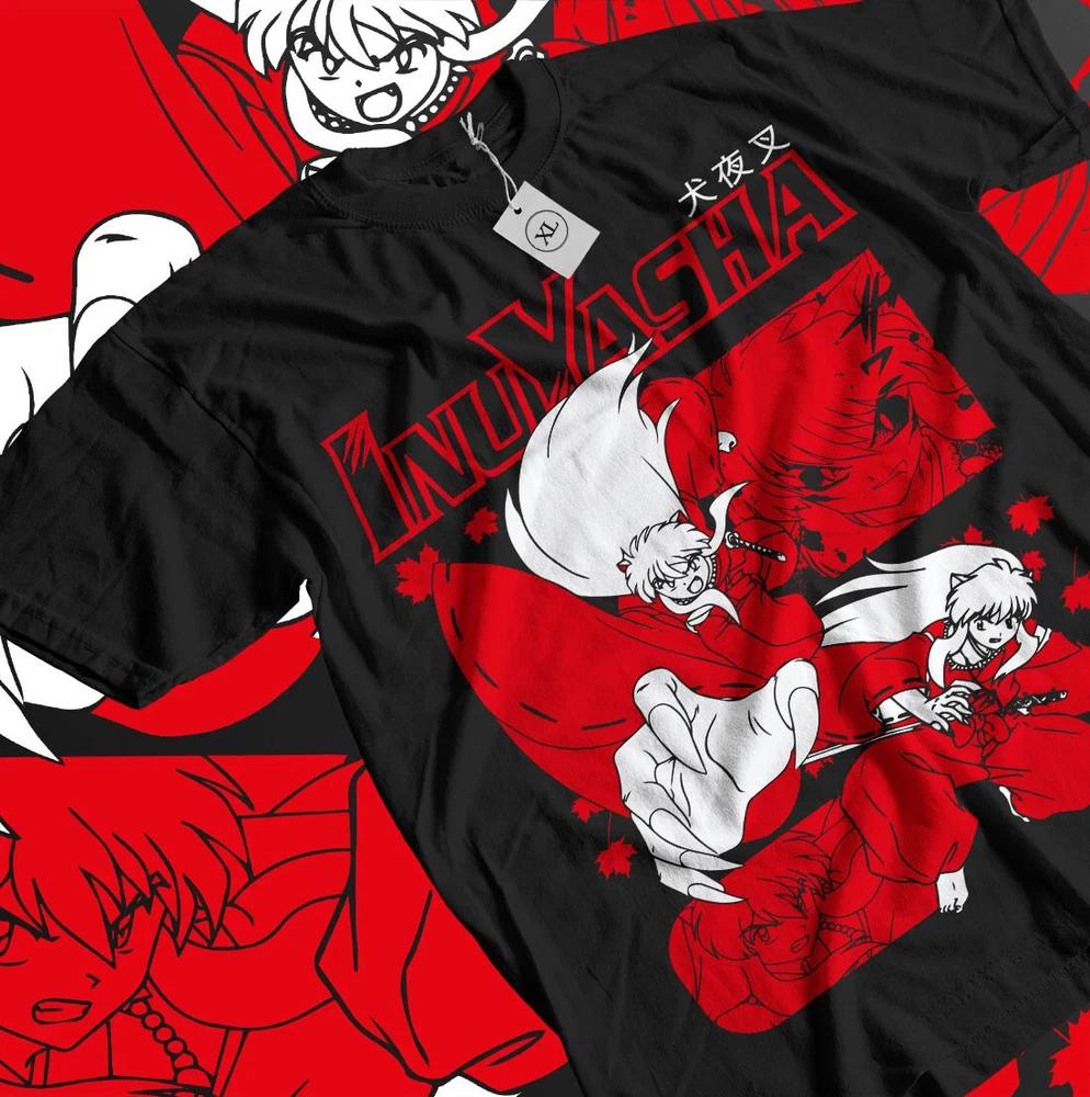 Inuyasha Tshirt Red Moon Inu Yasha Sesshomaru Funny Anime Gift Tshirt Black