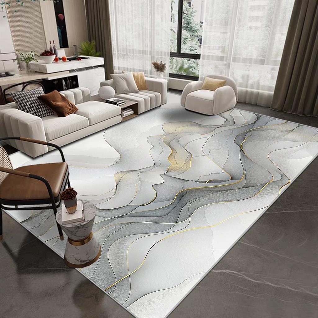 Fashionable Luxury Marble Carpet for Living Room Decoration Home Modern Rugs for Bedroom Non-slip Washable Lounge Floor Mats