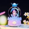 Музыкальная шкатулка-кристальный шар «Цветение вишни» со снежинками и разноцветными огнями - Розовое украшение и Рождественский подарок для девочек