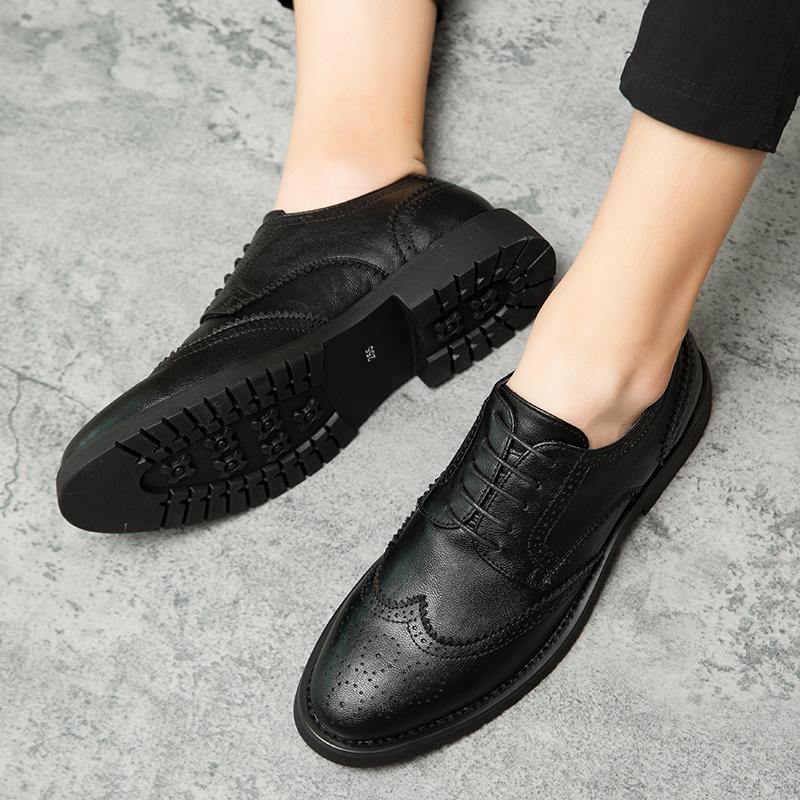 Кожаные туфли для мужчин, деловые, офисные, рабочие, броги, высококачественные, удобные, формальные, свадебные туфли, на шнуровке, черные мужские туфли
