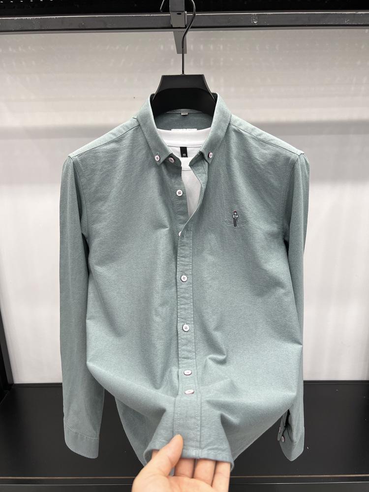 Рубашка Tommy 2024 Осень/Зима с длинным рукавом из мягкого матового оксфордского хлопка с вышивкой