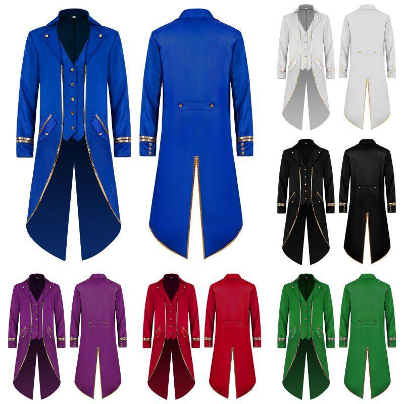 Элегантный стимпанк длинный сюртук смокинг для Хэллоуина