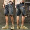 Мужские летние джинсовые шорты с большими карманами, винтажные повседневные брюки большого размера, пять штанов