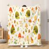 Fflannel Blanket 1pc Mushrooms Hedgehogs And Autumn Plants Soft Comfortable and Warm This Nap Blanket/sofa Blanket Is Suitable for
