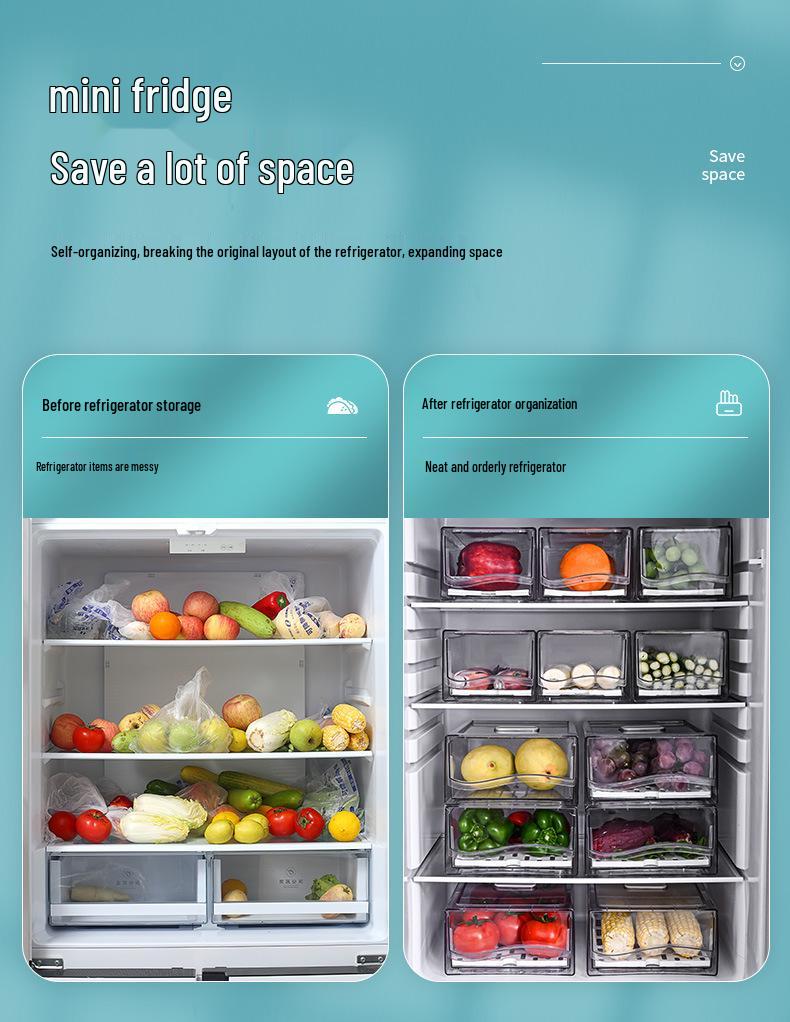 Штабелируемый прозрачный пластиковый органайзер для холодильника для фруктов и овощей