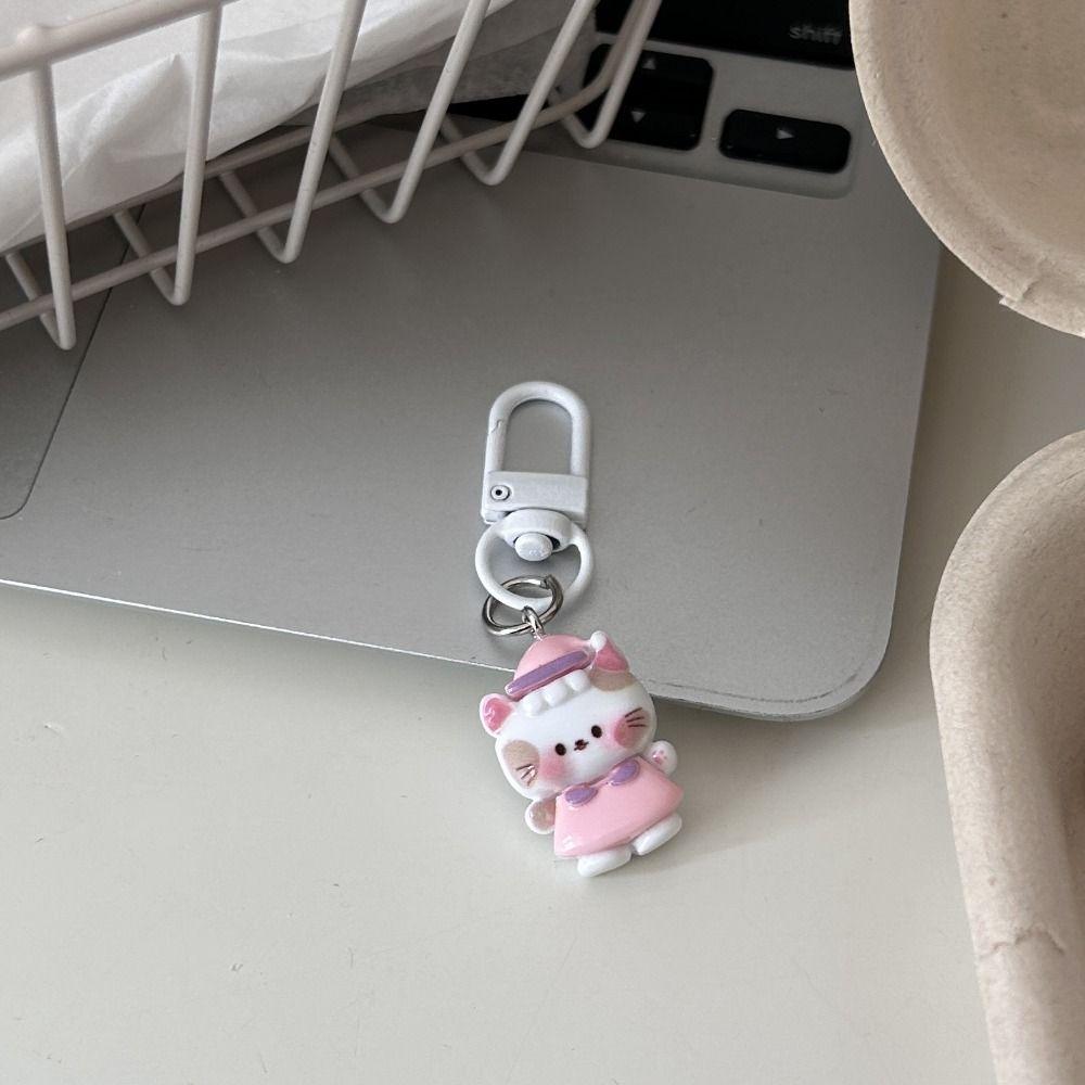 Брелок для ключей в виде куклы-кролика из смолы, подвеска в виде животного-медведя, милый забавный брелок для ключей в виде кошки, небольшие подарки