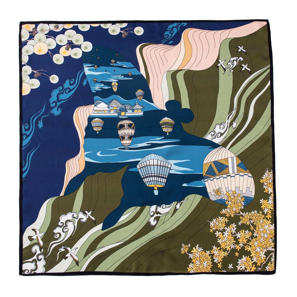 Mulberry Silk Scarf New Retro Winter Beautiful Ginkgo Printing Four Seasons Shawl Sunscreen Dual-purpose