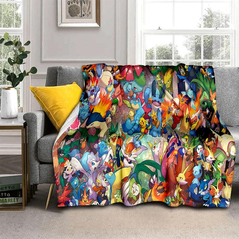 Pokemon Pikachu Cartoon Soft Flannel Blanket for Bed Bedroom Sofa Picnic,Throw Blanket for Cover Office Christmas Gift