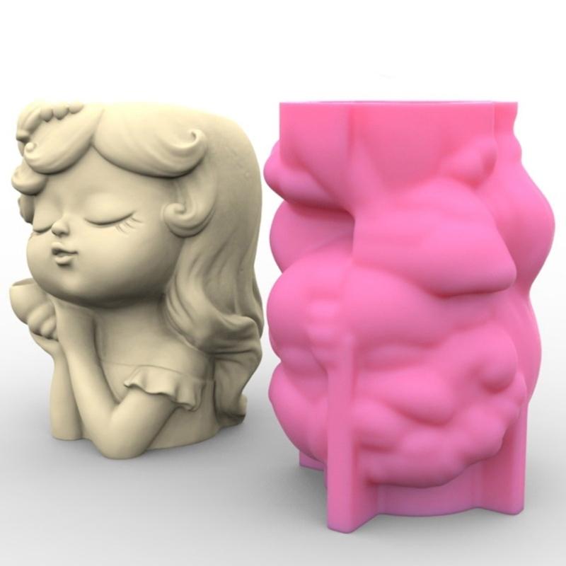 Conch Girl Flower Silicone Mold Concrete Candlestick Resin Mould Succulent Planter Molds Craft Home Decorations