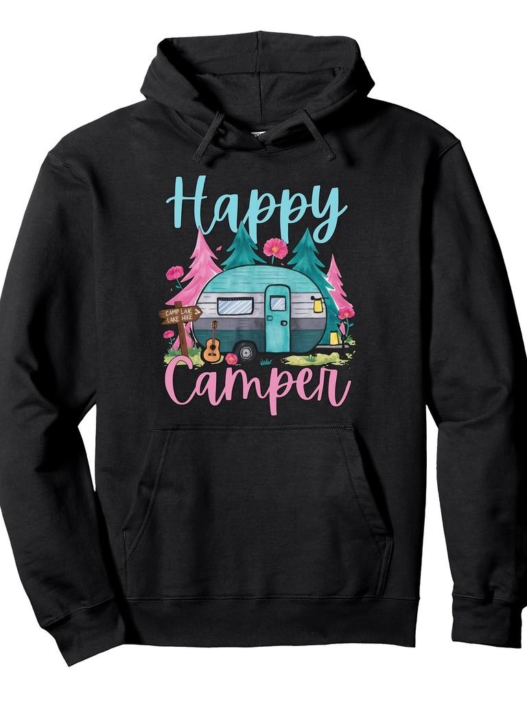 Vintage Van and Rv Graphic with Retro Camper Design and Camping Heavyduty Gsm Outdoor Able250g Heavyweight Pullover with Pocket Ad